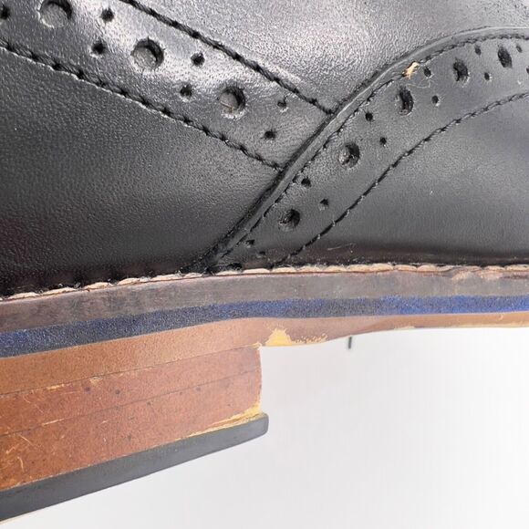 Johnston & Murphy Oxfords Size 10.5W Black Conard Cap Toe Leather Lace Up